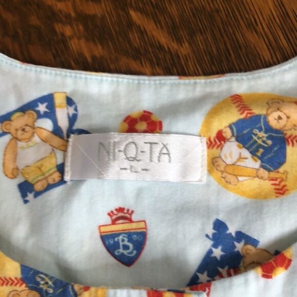 Ni-Q-Ta Light Blue With Sporty Bears Shirt and Shorts Pajama Set Size M - Picture 9 of 16